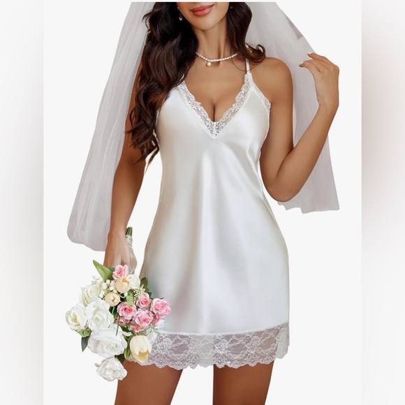 Avidlove Other - White Satin Lace Chemise Wedding Lingerie Size M